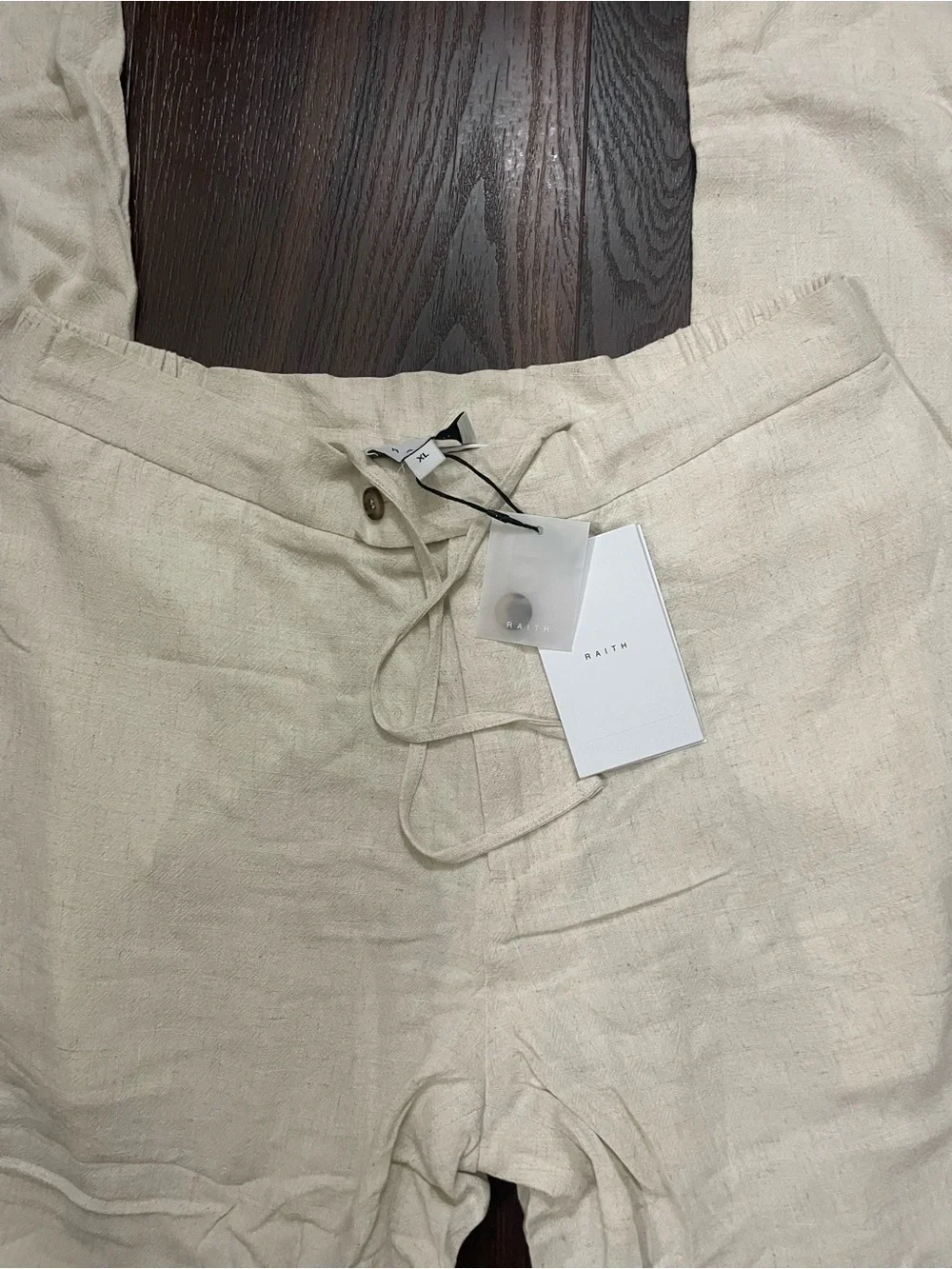 NWT Raith Cami Linen Straight Leg Trousers Oatmeal XL